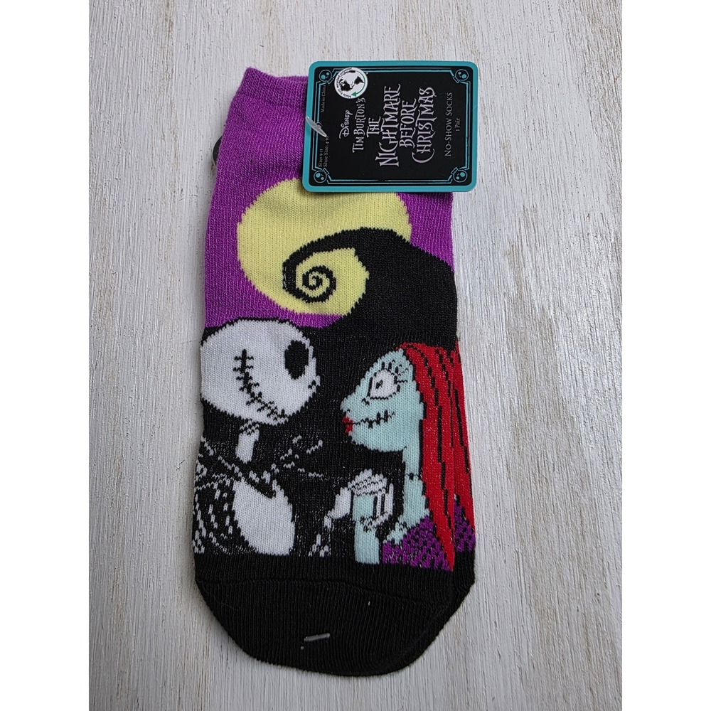 Disney Nightmare Before Christmas Jack Sally No-Show Socks Purple Goth NWT